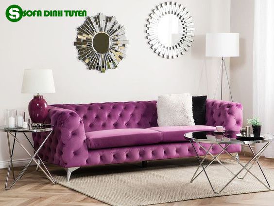 ghế sofa màu tím tân cổ điển chân inox