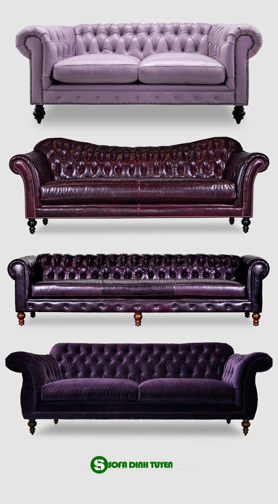 ghế sofa da màu tím tân cổ điển