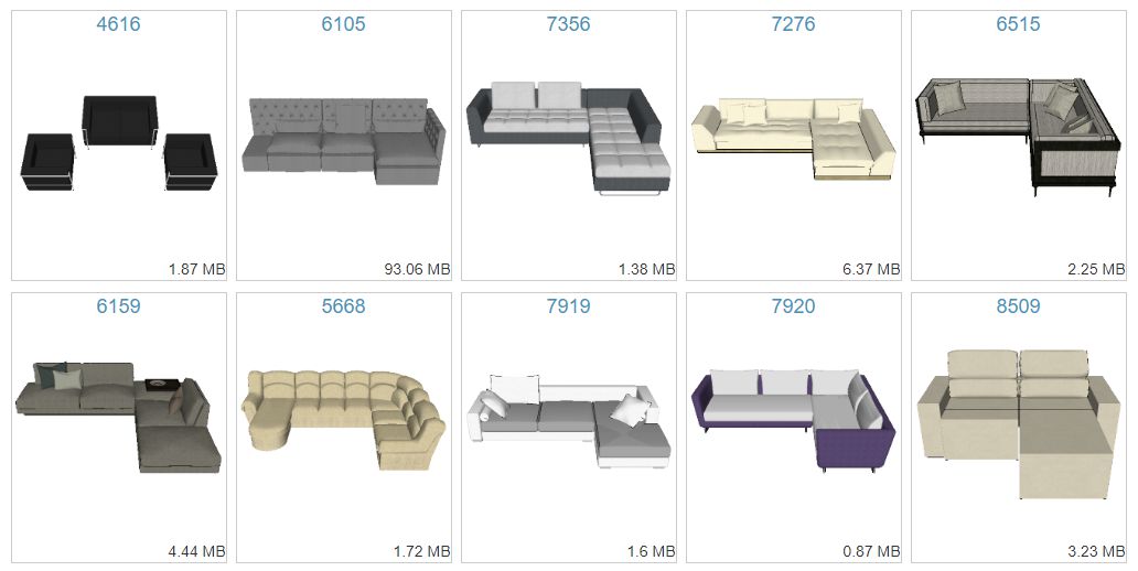 Các mẫu thiết kế sofa góc đơn giản hiện đại thiết kế nhiều kiểu dáng từ file sketchup sofa
