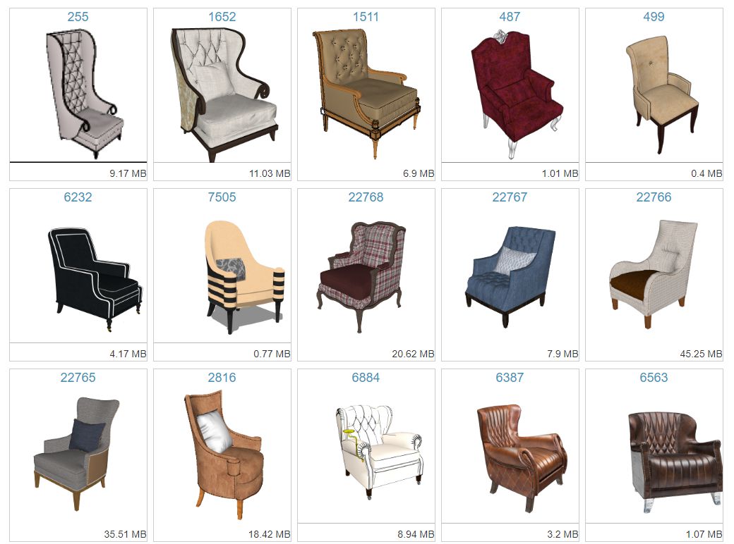 Các mẫu sofa đơn sketchup tinh tế với chất liệu bọc da đẹp mắt