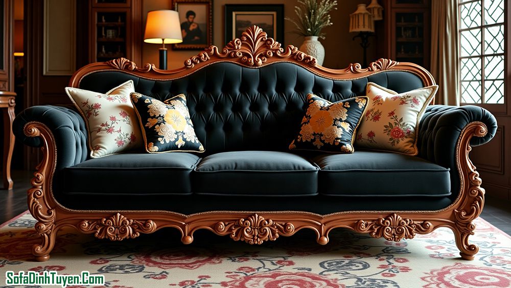 Sofa da thật phong cách hoàng gia
