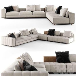 Ghế Sofa Góc Bọc Vải Màu Xám Hiện Đại SF106