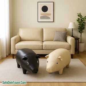 Đôn Sofa Hình Con Lợn Bọc Da Bò