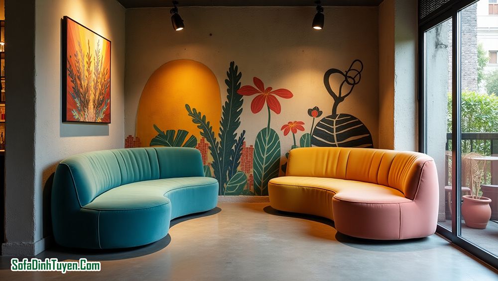Sofa cong cho Quán cafe, showroom, studio nghệ thuật
