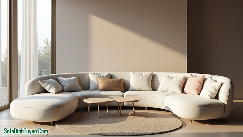 Sofa đường cong mềm, uốn lượn nhẹ