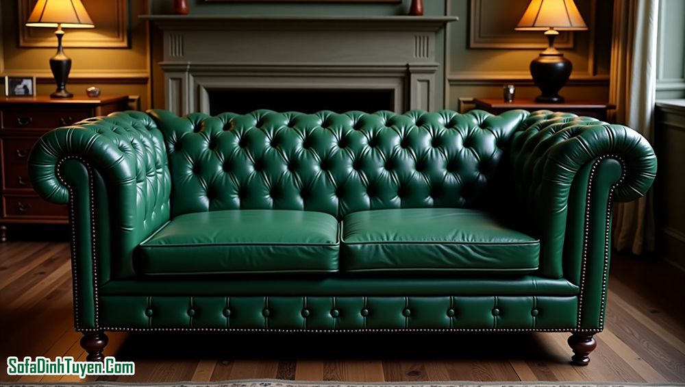 ghế sofa bọc da tân cổ điển microfiber