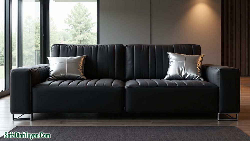 ghế sofa da microfiber chia múi hiện đại đẹp mắt