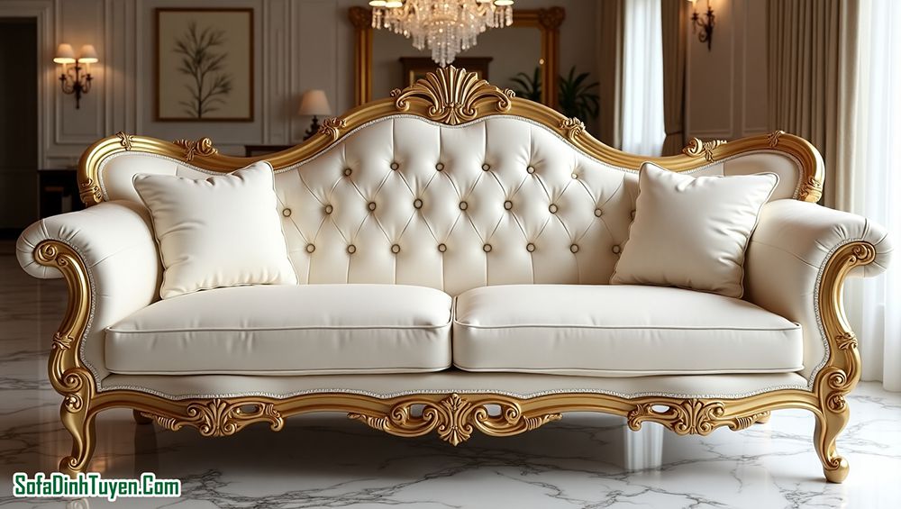 ghế sofa da microfiber phong cách tân cổ điển đẹp mắt