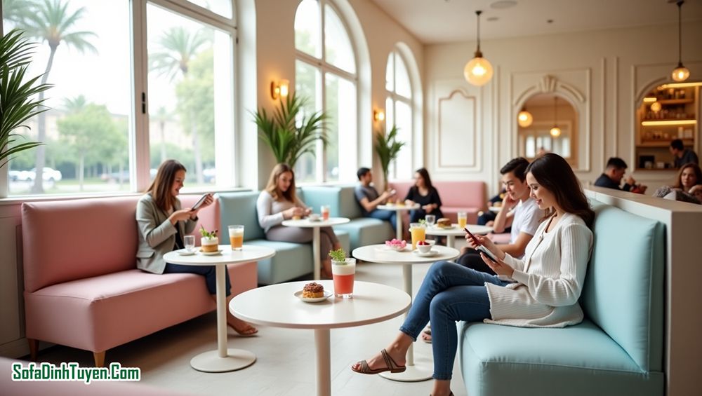 Ghế sofa dùng cho quán cafe, trà sữa thích hợp sống ảo, check-in sang chảnh