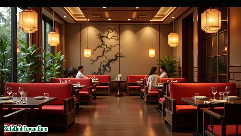Lựa chọn mẫu sofa nhà hàng hợp lý chắc chắn giúp không gian đẹp hơn và sang hơn.