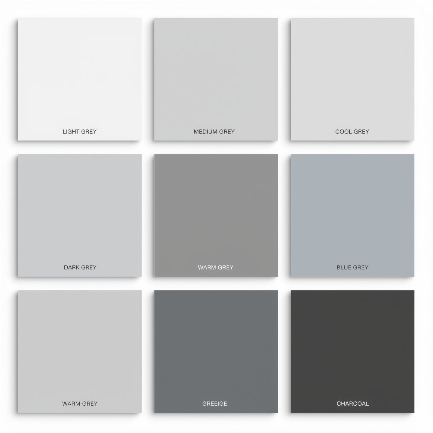 Các gam màu ghi phổ biến hiện nay