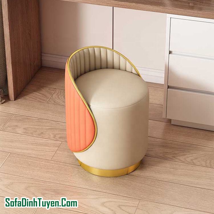 Đôn sofa bọc da chân inox mạ vàng phong cách Nodric