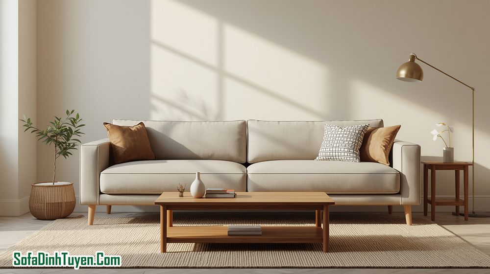 Sofa Grey Beige tạo cảm giác ấm áp mang năng lượng tích cực cho căn phòng và người sử dụng.