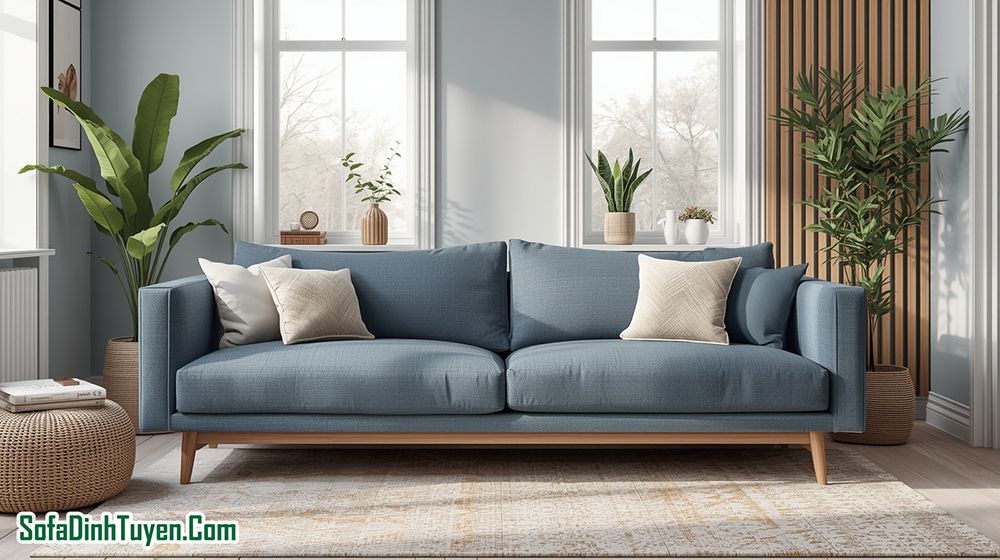 Sofa Blue Grey màu xanh khá tươi cho không gian