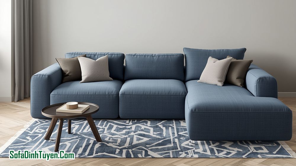 Bộ ghế sofa bệt vuông vắn màu ghi xanh