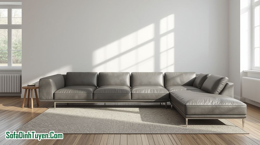 ghế sofa da bò màu ghi đẹp
