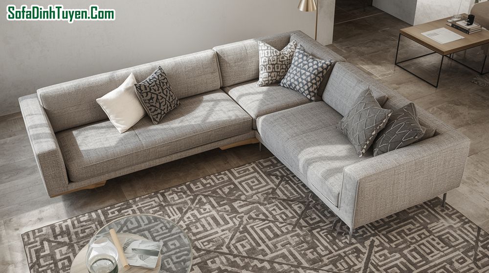 Sofa vải nỉ màu ghi dễ sử dụng và được đánh giá khá cao.