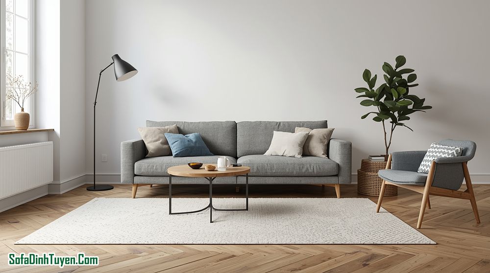 Cách phối màu thảm với sofa đơn giản