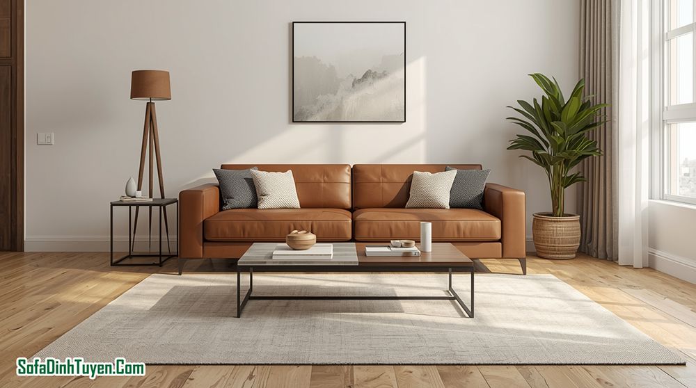 Cách phối màu thảm với sofa đơn giản