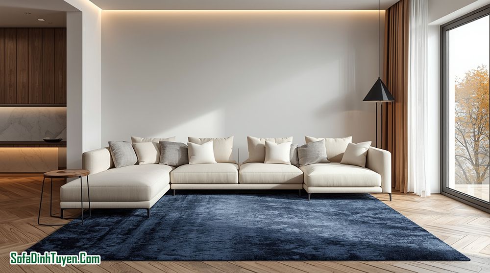 Cách phối màu thảm với sofa theo từng màu phổ biến