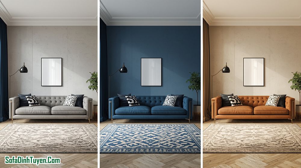 Cách phối màu thảm với sofa đơn giản