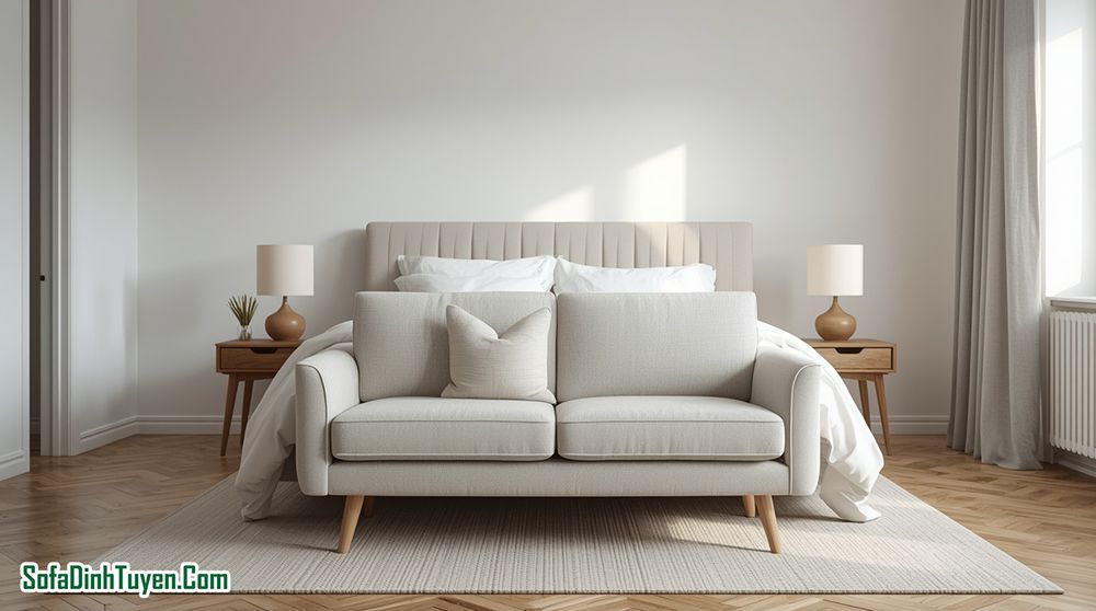 Ghế sofa văng dài cuối giường bọc vải nỉ