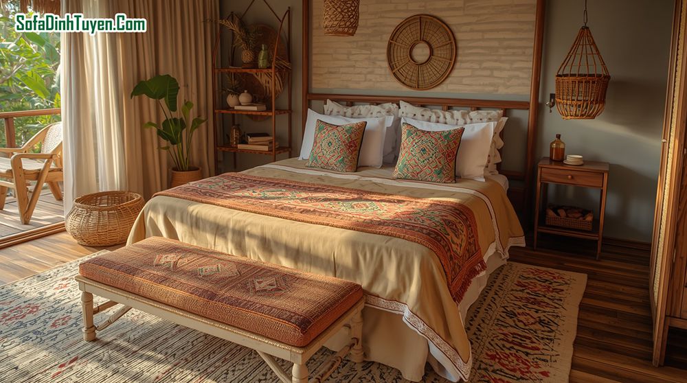 Ghế sofa cuối giường giúp phòng ngủ đẹp hơn