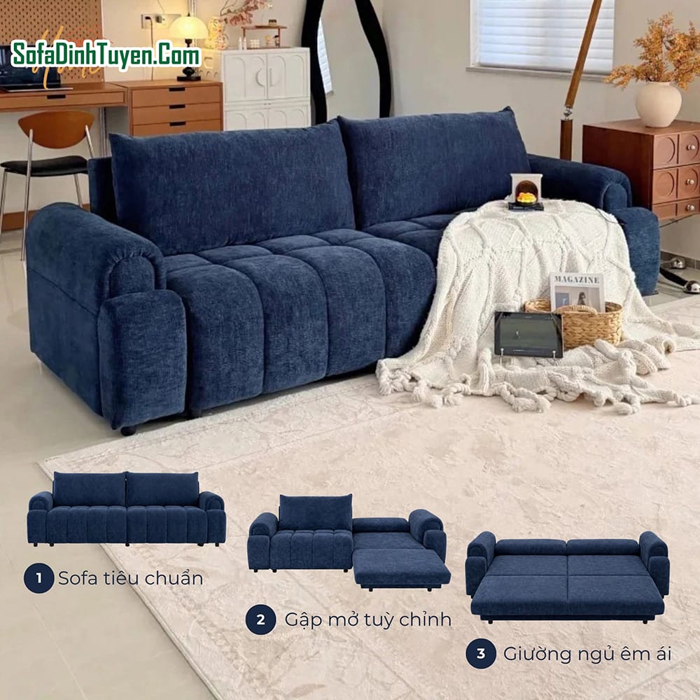 Mẫu ghế bệt gấp gọn tối ưu diện tích khá tốt có thể chuyển đổi thành sofa giường